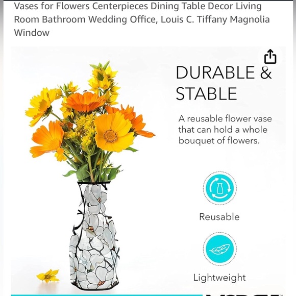 NWT: Collapsible Modern Plastic Vase - 10" Tall, Perfect for Flowers! - Picture 9 of 10